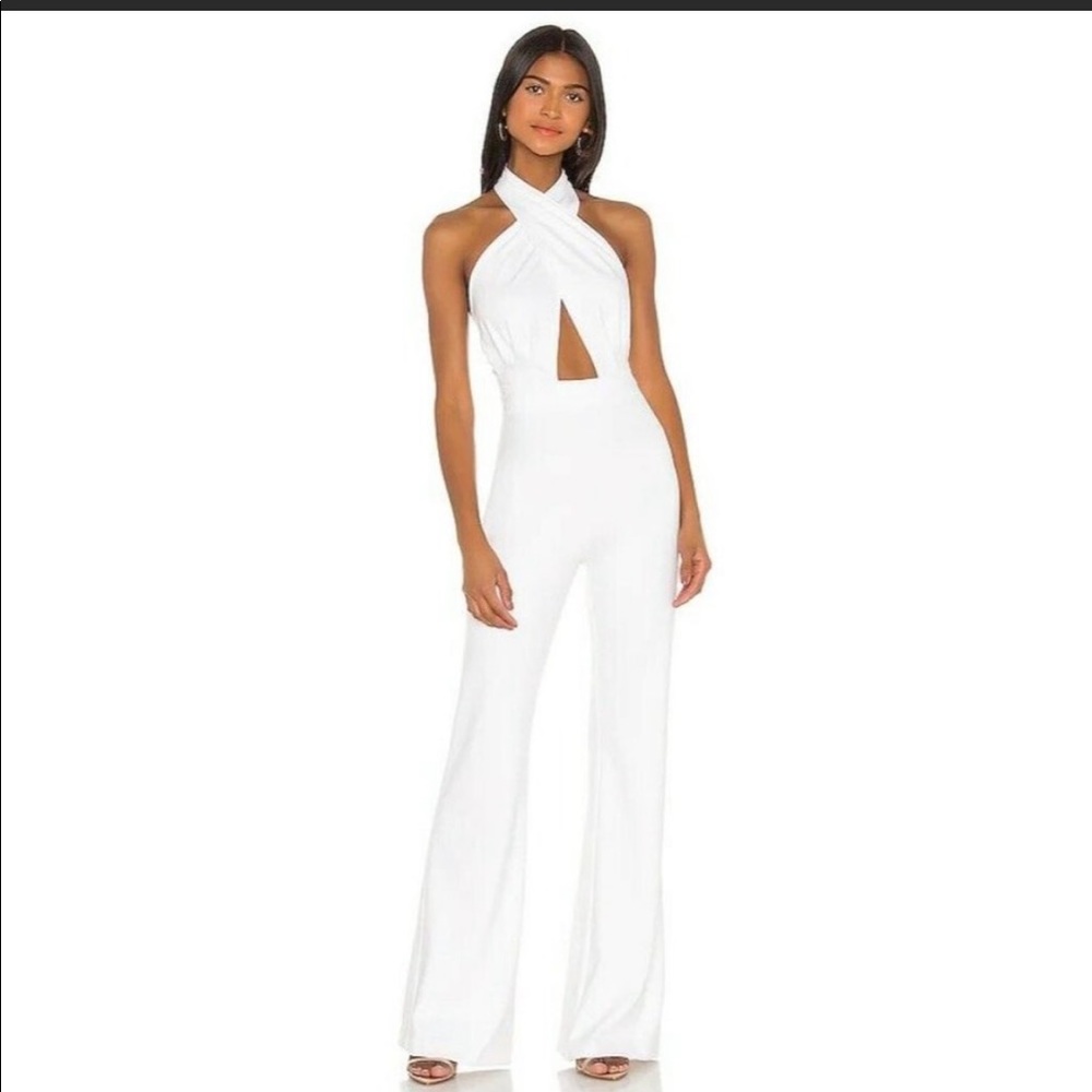 Amanda Uprichard white halter crisscross jumpsuit size small NWOT